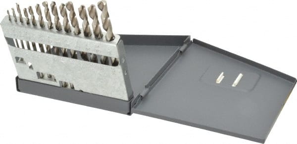 Hertel - 1/16 to 1/4", 118° Point, Bright Finish, High Speed Steel Jobber Length Drill Bit Set - Benchmark Tooling