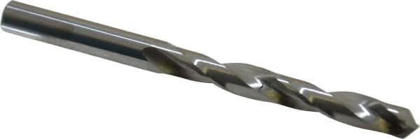 Hertel - Letter D 118° Solid Carbide Jobber Drill - Bright Finish, Right Hand Cut, Spiral Flute, Straight Shank, 3-1/4" OAL, Standard Point - Benchmark Tooling