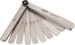 SPI - 13 Piece, 0.0015 to 0.2" Thick, Parallel Feeler Gage Set - 4-1/4" Leaf Length, 1/2" Wide, Tempered Steel - Benchmark Tooling