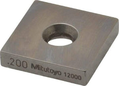 Mitutoyo - 0.2" Square Steel Gage Block - Accuracy Grade 0, Includes Certificate of Inspection - Benchmark Tooling