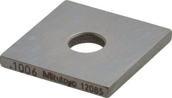 Mitutoyo - 0.1006" Square Steel Gage Block - Accuracy Grade 0, Includes Certificate of Inspection - Benchmark Tooling