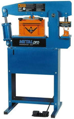 Metalpro - 3-3/4" Throat Depth, 45 Ton Punch Pressure, Ironworker - 1-1/2 hp, 1 Phase, 110 Volts, 37" Wide x 55-1/4" High x 24" Deep - Benchmark Tooling