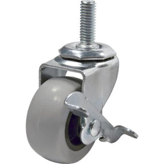 Swivel Top Plate Caster: Thermoplastic Rubber, 2″ Wheel Dia, 7/8″ Wheel Width, 110 lb Capacity, 2-1/2″ OAH Side Cam