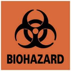 NMC - Hazardous Materials Label - Legend: BIOHAZARD, English, Black & Orange, 4" Long x 4" High, Sign Muscle Finish - Benchmark Tooling