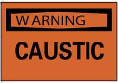 NMC - Accident Prevention Label, Header: WARNING - Legend: Warning - Caustic, English, Black & Orange, 5" Long x 3" High, Sign Muscle Finish - Benchmark Tooling