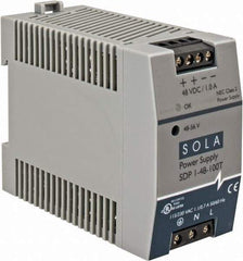 Sola/Hevi-Duty - 100 Watt, 1 Amp, 264 VAC, 375 VDC Input, 48 to 56 VDC Output, DIN Rail Power Supply - Screw Terminal Connection, 1 Output, 1.77 Inch Wide x 3.58 Inch Deep x 2.95 Inch High, Up to 90% Efficiency, 14 to 140°F, Green LED Display - Benchmark Tooling