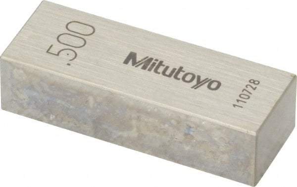 Mitutoyo - 0.5" Rectangular Steel Gage Block - Accuracy Grade AS-1, Includes Certificate of Inspection - Benchmark Tooling