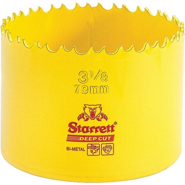 Starrett - 3-1/8" Diam, 2" Cutting Depth, Hole Saw - High Speed Steel Saw, Toothed Edge - Benchmark Tooling