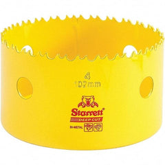 Starrett - 4" Diam, 2" Cutting Depth, Hole Saw - High Speed Steel Saw, Toothed Edge - Benchmark Tooling