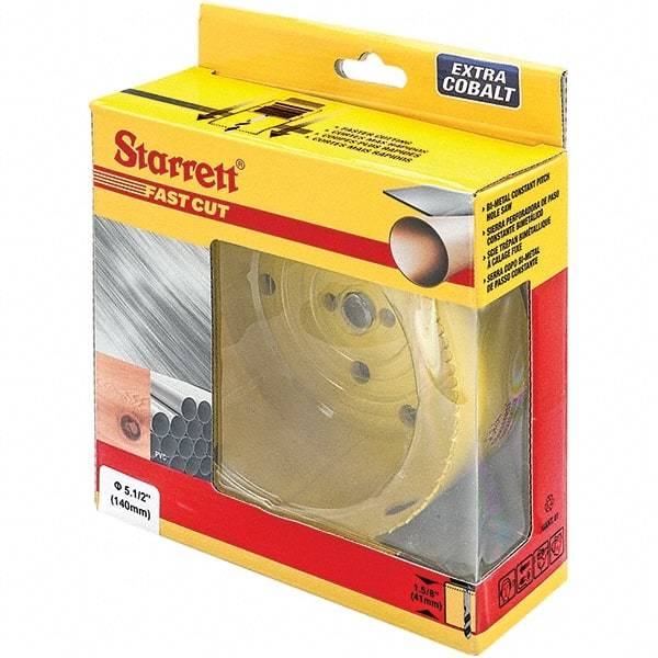 Starrett - 5-1/4" Diam, 1-5/8" Cutting Depth, Hole Saw - High Speed Steel Saw, Toothed Edge - Benchmark Tooling