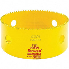Starrett - 4-1/4" Diam, 1-5/8" Cutting Depth, Hole Saw - High Speed Steel Saw, Toothed Edge - Benchmark Tooling