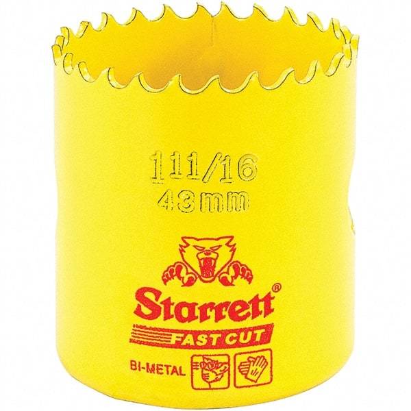 Starrett - 1-11/16" Diam, 1-5/8" Cutting Depth, Hole Saw - High Speed Steel Saw, Toothed Edge - Benchmark Tooling