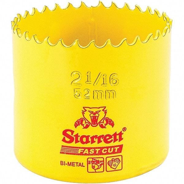 Starrett - 2-1/16" Diam, 1-5/8" Cutting Depth, Hole Saw - High Speed Steel Saw, Toothed Edge - Benchmark Tooling