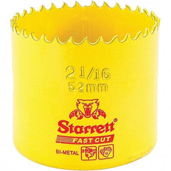 Starrett - 2-1/16" Diam, 1-5/8" Cutting Depth, Hole Saw - High Speed Steel Saw, Toothed Edge - Benchmark Tooling