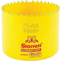 Starrett - 2-5/16" Diam, 1-5/8" Cutting Depth, Hole Saw - High Speed Steel Saw, Toothed Edge - Benchmark Tooling