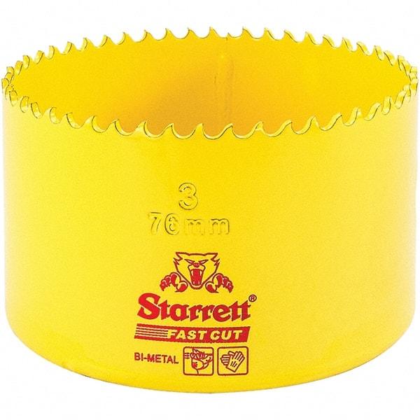 Starrett - 3" Diam, 1-5/8" Cutting Depth, Hole Saw - High Speed Steel Saw, Toothed Edge - Benchmark Tooling