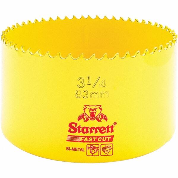 Starrett - 3-1/4" Diam, 1-5/8" Cutting Depth, Hole Saw - High Speed Steel Saw, Toothed Edge - Benchmark Tooling