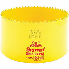 Starrett - 3-1/4" Diam, 1-5/8" Cutting Depth, Hole Saw - High Speed Steel Saw, Toothed Edge - Benchmark Tooling