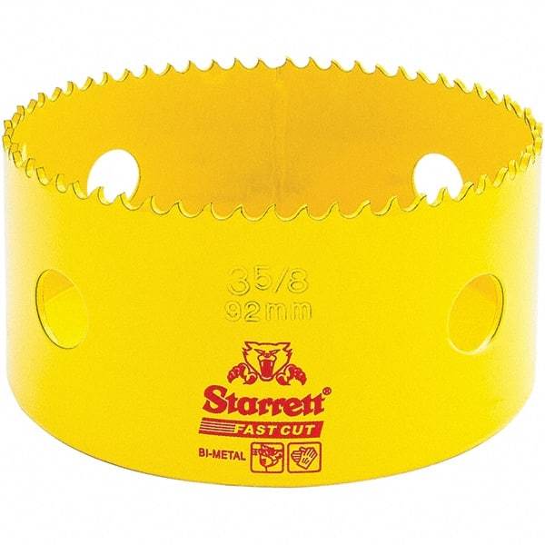 Starrett - 3-5/8" Diam, 1-5/8" Cutting Depth, Hole Saw - High Speed Steel Saw, Toothed Edge - Benchmark Tooling