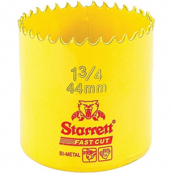 Starrett - 1-3/4" Diam, 1-5/8" Cutting Depth, Hole Saw - High Speed Steel Saw, Toothed Edge - Benchmark Tooling