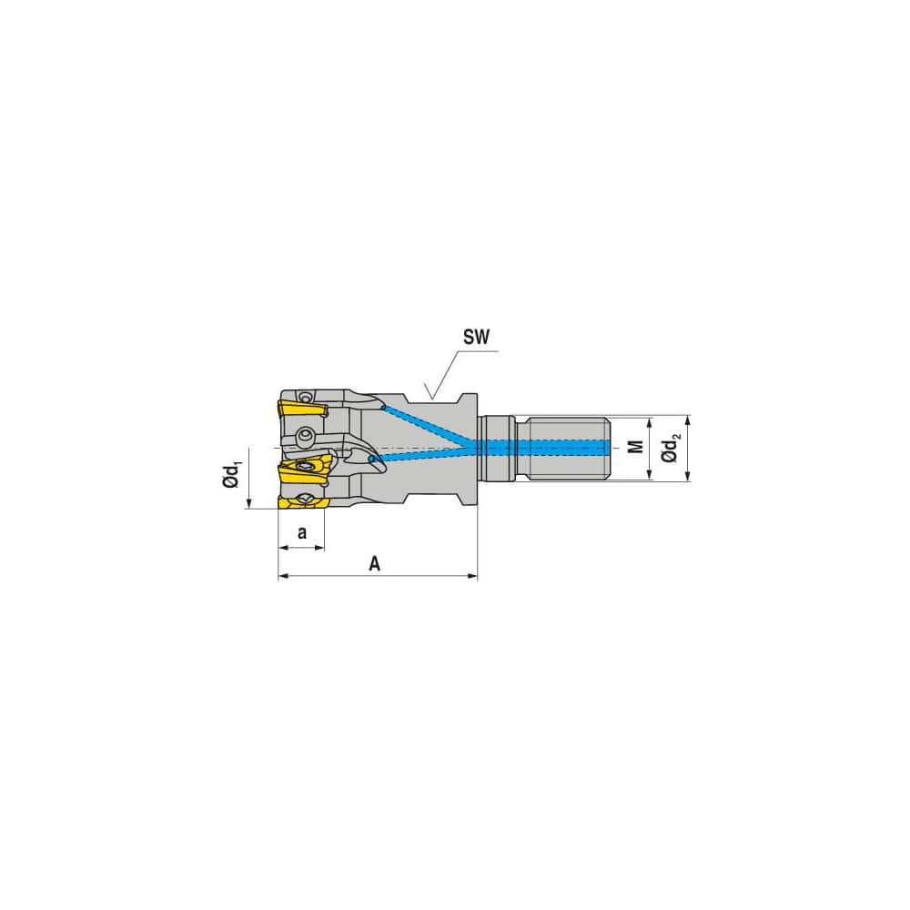 Indexable Square-Shoulder End Mill:  G211.32.R.08-07,  16.0000'' Shank Dia,  16.00 mm Modular Connection,  Modular Shank Uses  8,  Normal Pressure,  35.00 mm OAL