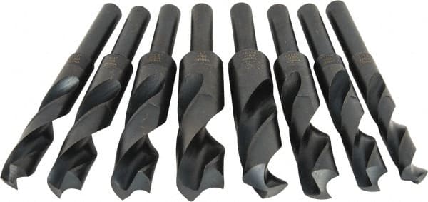 Interstate - 9/16 to 1", 118° Point, Oxide Finish, High Speed Steel Reduced Shank Drill Bit Set - Benchmark Tooling