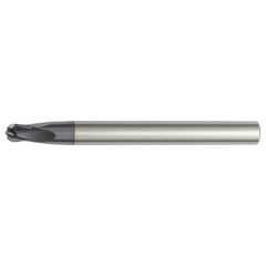 5/16″ Dia. × 3/8″ Shank × 5/16″ DOC × 4″ OAL, Carbide AlTiN, 4 Flute, CW|15° Helix, Round, Ballnose End Mill - Exact Industrial Supply