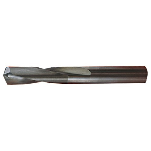 #49 Dia. × 0.073″ Shank × 5/8″ Flute Length × 2″ OAL, Stub, 118°, Bright, 2xD Flute, Round Solid Carbide Drill - Exact Industrial Supply