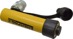 Enerpac - 5 Ton, 3" Stroke, 2.98 Cu In Oil Capacity, Portable Hydraulic Single Acting Cylinder - 0.99 Sq In Effective Area, 6.5" Lowered Ht., 9.5" Max Ht., 1.13" Cyl Bore Diam, 1" Plunger Rod Diam, 10,000 Max psi - Benchmark Tooling