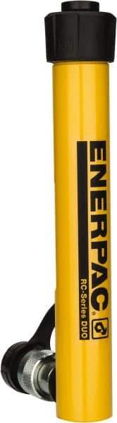 Enerpac - 5 Ton, 7" Stroke, 6.96 Cu In Oil Capacity, Portable Hydraulic Single Acting Cylinder - 0.99 Sq In Effective Area, 10.75" Lowered Ht., 17.75" Max Ht., 1.13" Cyl Bore Diam, 1" Plunger Rod Diam, 10,000 Max psi - Benchmark Tooling