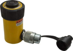 Enerpac - 10 Ton, 2.13" Stroke, 4.75 Cu In Oil Capacity, Portable Hydraulic Single Acting Cylinder - 2.24 Sq In Effective Area, 4.78" Lowered Ht., 6.91" Max Ht., 1.69" Cyl Bore Diam, 1.5" Plunger Rod Diam, 10,000 Max psi - Benchmark Tooling