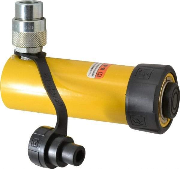 Enerpac - 10 Ton, 4.13" Stroke, 9.23 Cu In Oil Capacity, Portable Hydraulic Single Acting Cylinder - 2.24 Sq In Effective Area, 6.75" Lowered Ht., 10.88" Max Ht., 1.69" Cyl Bore Diam, 1.5" Plunger Rod Diam, 10,000 Max psi - Benchmark Tooling