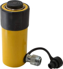 Enerpac - 25 Ton, 4" Stroke, 20.63 Cu In Oil Capacity, Portable Hydraulic Single Acting Cylinder - 5.16 Sq In Effective Area, 8.5" Lowered Ht., 12.5" Max Ht., 2.56" Cyl Bore Diam, 2.25" Plunger Rod Diam, 10,000 Max psi - Benchmark Tooling