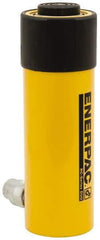 Enerpac - 25 Ton, 6.25" Stroke, 32.23 Cu In Oil Capacity, Portable Hydraulic Single Acting Cylinder - 5.16 Sq In Effective Area, 10.75" Lowered Ht., 17" Max Ht., 2.56" Cyl Bore Diam, 2.25" Plunger Rod Diam, 10,000 Max psi - Benchmark Tooling