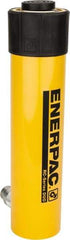 Enerpac - 25 Ton, 10.25" Stroke, 52.86 Cu In Oil Capacity, Portable Hydraulic Single Acting Cylinder - 5.16 Sq In Effective Area, 14.75" Lowered Ht., 25" Max Ht., 2.56" Cyl Bore Diam, 2.25" Plunger Rod Diam, 10,000 Max psi - Benchmark Tooling