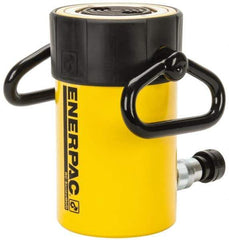 Enerpac - 50 Ton, 4" Stroke, 44.18 Cu In Oil Capacity, Portable Hydraulic Single Acting Cylinder - 11.04 Sq In Effective Area, 8.94" Lowered Ht., 12.94" Max Ht., 3.75" Cyl Bore Diam, 3.125" Plunger Rod Diam, 10,000 Max psi - Benchmark Tooling