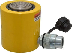 Enerpac - 20 Ton, 1.75" Stroke, 7.75 Cu In Oil Capacity, Portable Hydraulic Low Profile Cylinder - 4.43 Sq In Effective Area, 3.88" Lowered Ht., 5.63" Max Ht., 2.38" Cyl Bore Diam, 2" Plunger Rod Diam, 10,000 Max psi - Benchmark Tooling