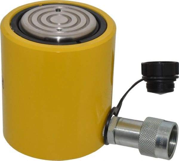 Enerpac - 30 Ton, 2.44" Stroke, 15.82 Cu In Oil Capacity, Portable Hydraulic Low Profile Cylinder - 6.49 Sq In Effective Area, 4.63" Lowered Ht., 7.06" Max Ht., 2.88" Cyl Bore Diam, 2.62" Plunger Rod Diam, 10,000 Max psi - Benchmark Tooling