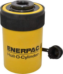 Enerpac - 20 Ton, 2" Stroke, 9.46 Cu In Oil Capacity, Portable Hydraulic Hollow Hole Cylinder - 4.73 Sq In Effective Area, 6.38" Lowered Ht., 8.38" Max Ht., 2.88" Cyl Bore Diam, 2.13" Plunger Rod Diam, 10,000 Max psi - Benchmark Tooling