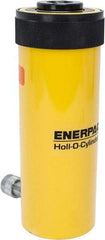 Enerpac - 30 Ton, 6.13" Stroke, 44.23 Cu In Oil Capacity, Portable Hydraulic Hollow Hole Cylinder - 7.22 Sq In Effective Area, 13" Lowered Ht., 19.13" Max Ht., 3.5" Cyl Bore Diam, 2.5" Plunger Rod Diam, 10,000 Max psi - Benchmark Tooling