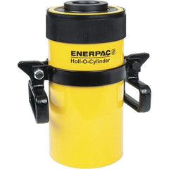 Enerpac - 60 Ton, 6" Stroke, 76.41 Cu In Oil Capacity, Portable Hydraulic Hollow Hole Cylinder - 12.73 Sq In Effective Area, 12.75" Lowered Ht., 18.75" Max Ht., 4.88" Cyl Bore Diam, 3.63" Plunger Rod Diam, 10,000 Max psi - Benchmark Tooling