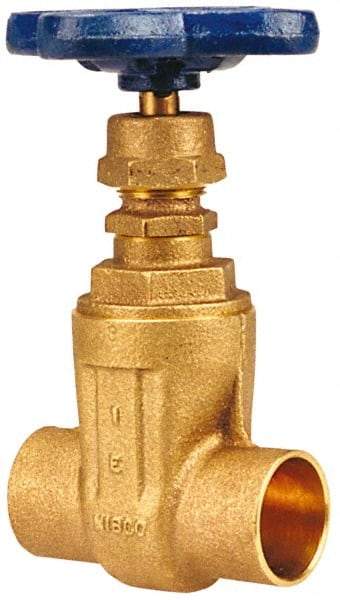 NIBCO - 1-1/2" Pipe, Class 125, Soldered Bronze Solid Wedge Stem Gate Valve - 200 WOG, 125 WSP, Screw-In Bonnet - Benchmark Tooling