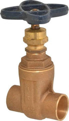 NIBCO - 1" Pipe, Class 125, Soldered Bronze Solid Wedge Stem Gate Valve - 200 WOG, 125 WSP, Screw-In Bonnet - Benchmark Tooling
