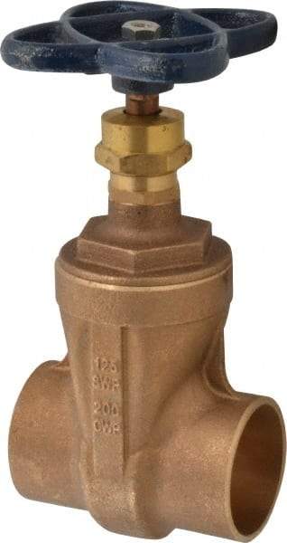 NIBCO - 2" Pipe, Class 125, Soldered Bronze Solid Wedge Stem Gate Valve - 200 WOG, 125 WSP, Screw-In Bonnet - Benchmark Tooling