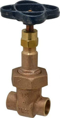 NIBCO - 1/2" Pipe, Class 150, Soldered Bronze Solid Wedge Rising Stem Gate Valve - 300 WOG, 150 WSP, Bolted Bonnet - Benchmark Tooling