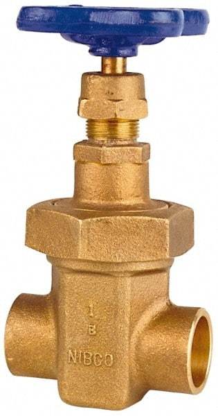 NIBCO - 2-1/2" Pipe, Class 150, Soldered Bronze Solid Wedge Stem Gate Valve - 300 WOG, 150 WSP, Union Bonnet - Benchmark Tooling