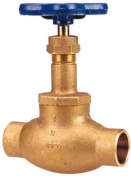 NIBCO - 3/8" Pipe, Soldered Ends, Bronze Integral Globe Valve - PTFE Disc, Screw-In Bonnet, 200 psi WOG, 125 psi WSP, Class 125 - Benchmark Tooling