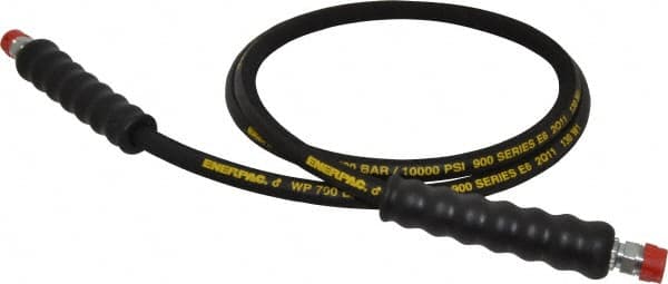 Enerpac - 1/4" Inside Diam x 3/8 NPT 6' Hydraulic Pump Hose - 10,000 psi, 3/8 NPTF Male Opposite End, Rubber - Benchmark Tooling