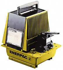 Enerpac - 10,000 psi Air-Hydraulic Pump & Jack - 1 Gal Oil Capacity, 3-Way, 2 Position Valve, Use with Single Acting Cylinders, Advance & Retract - Benchmark Tooling