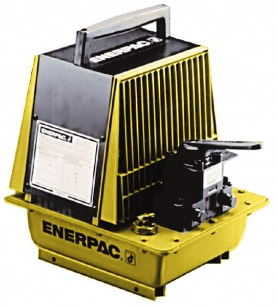 Enerpac - 10,000 psi Air-Hydraulic Pump & Jack - 1 Gal Oil Capacity, 4-Way, 3 Position Valve, Use with Double Acting Cylinders, Advance, Hold & Retract - Benchmark Tooling